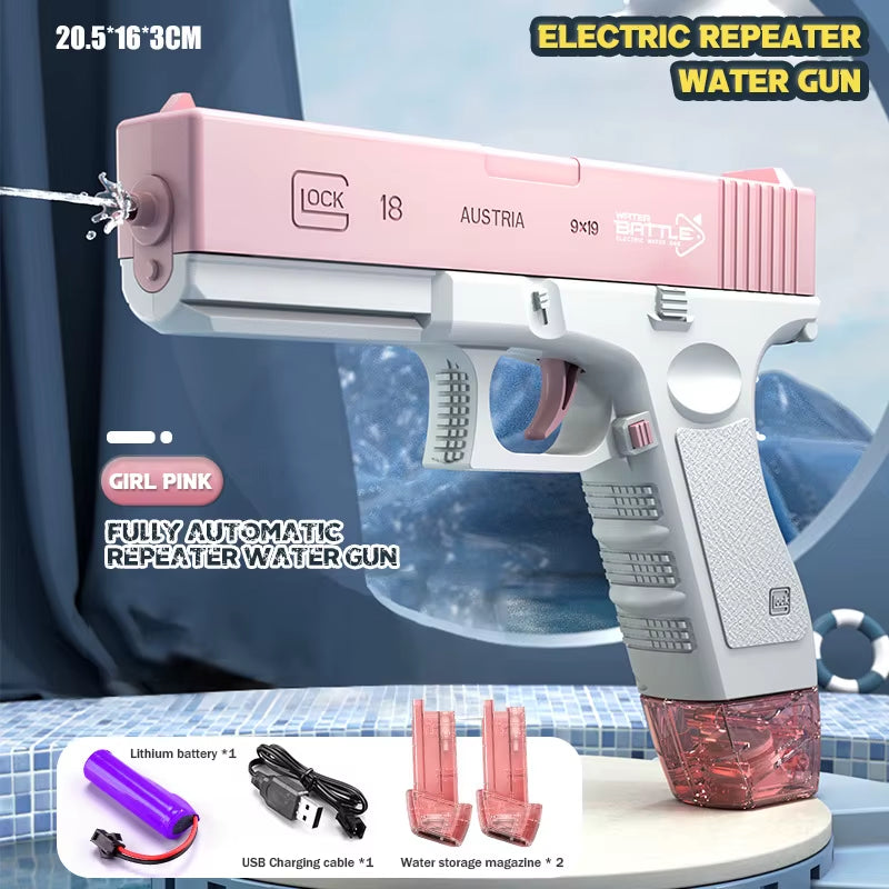 Electric Water Gun Toy Glock Pistol Shooting Playing Water Beach Toy Summer Adult Kid Child Outdoor Pool Spray Watergun Boy Girl