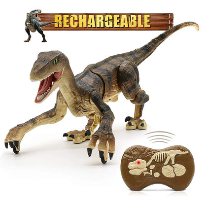 Juguetes de dinosaurios a control remoto para niños, juguetes de dinosaurios que caminan con robots de 2,4 GHz, simulación de velociraptor, regalos para niños de 3 a 5 años 