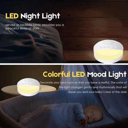 Baby White Noise Machine Kids Sleep Sound Player Night Light Timer Noise Player Rechargeable Timed Shutdown USB Sleep Machine