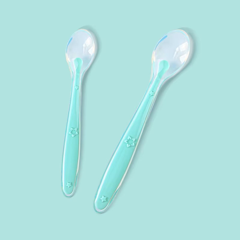 2 Pcs Baby Silicone Spoon Learning Spoon Set Stars Tableware Kids Soft Silicone Feeding Spoon Training Baby Reborn Silicone