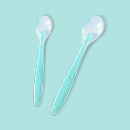 2 Pcs Baby Silicone Spoon Learning Spoon Set Stars Tableware Kids Soft Silicone Feeding Spoon Training Baby Reborn Silicone