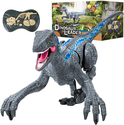 Juguetes de dinosaurios a control remoto para niños, juguetes de dinosaurios que caminan con robots de 2,4 GHz, simulación de velociraptor, regalos para niños de 3 a 5 años 