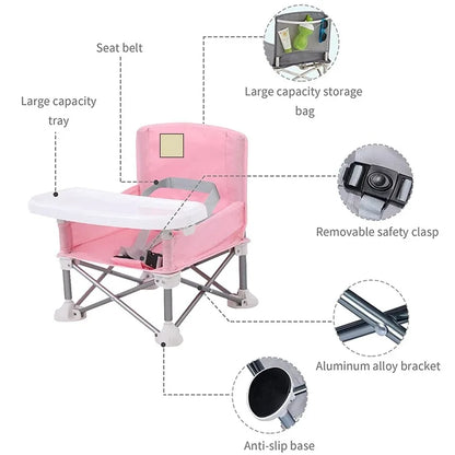 Baby Furniture Supplies Booster Seat Dining Chair Portable Travel Folding Kids with Feeding Chair Outdoor Beach Seat