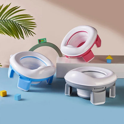 3 in 1 Travel Toilet Seat Foldable Blue Children Potty with Bags Baby Pot Portable Silicone Baby Potty Training Seat