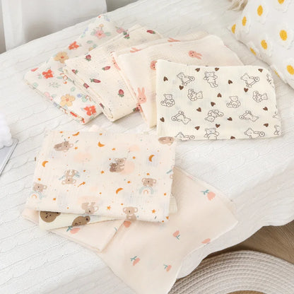 Cotton Muslin Cute Cartoon Printing Baby Swaddle Blanket Soft Breathable Newborn Baby Receiving Blanket for Infant Boys Girls