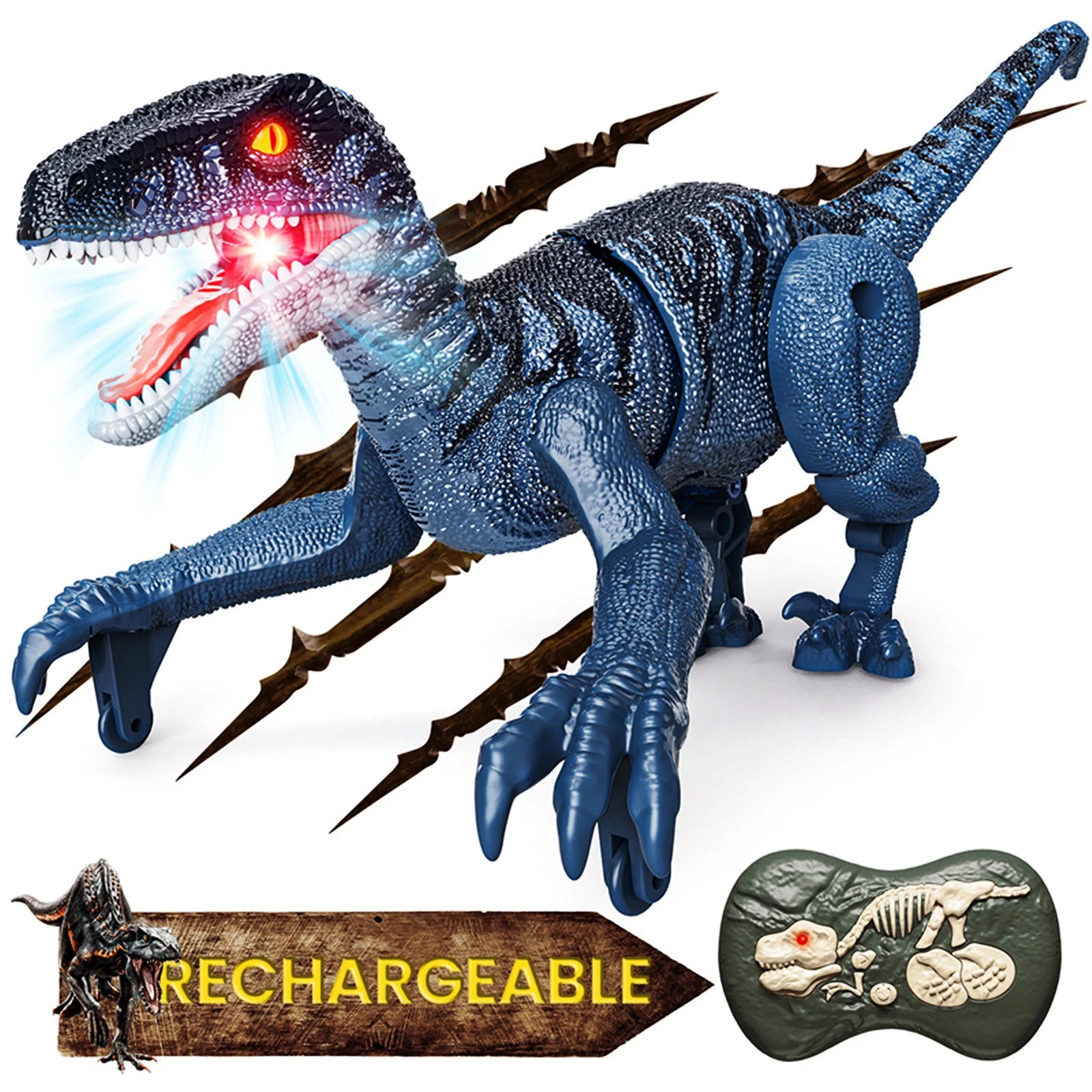 Remote Control Dinosaur Toys for Kids, 2.4Ghz Robot Walking Dinosaur Toys, Simulation Velociraptor, Gifts for Boys 3-5