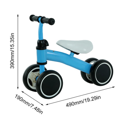 Baby Balance Bike Baby Walker Ergonomic Seat Toddler Bicycle Toy 4 Wheels Baby Learning Walker for First Birthday Gift