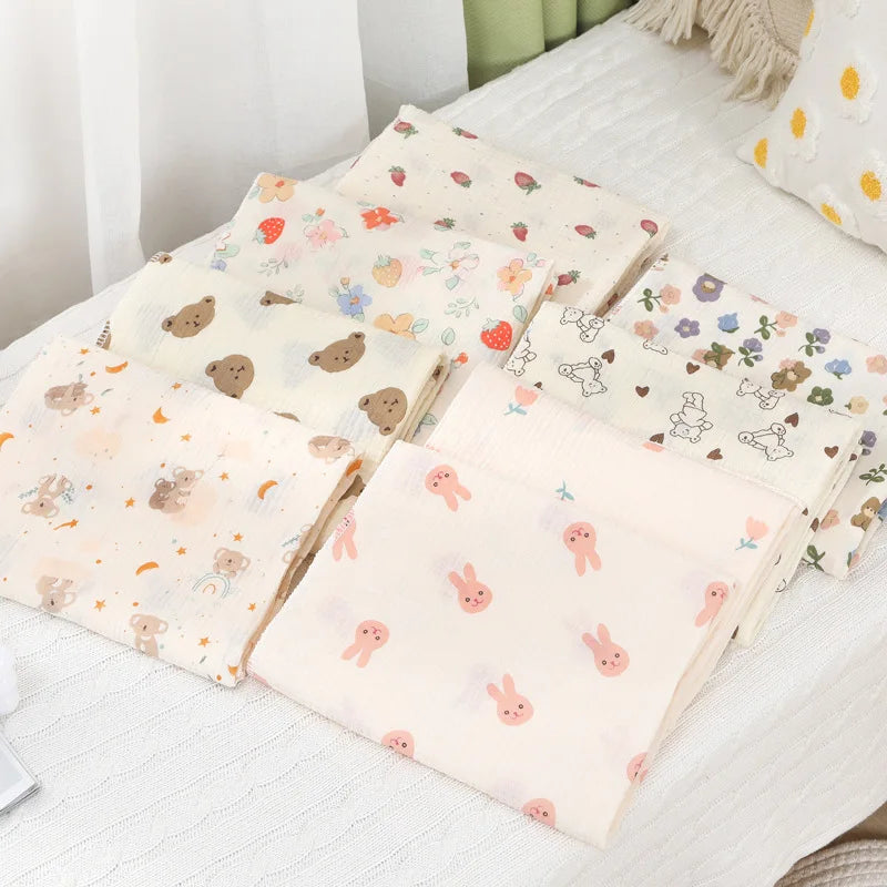 Cotton Muslin Cute Cartoon Printing Baby Swaddle Blanket Soft Breathable Newborn Baby Receiving Blanket for Infant Boys Girls