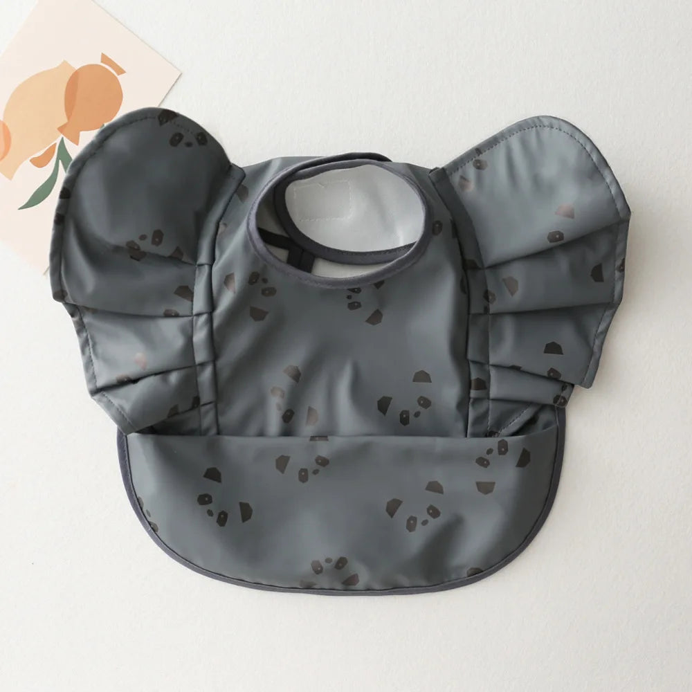 Baby Bibs INS Nordic Style Angel Feed Pocket Burp Girl Boy Infant Meals Bib Waterproof Easy Clean Cute Elephant Bibs Soft PU