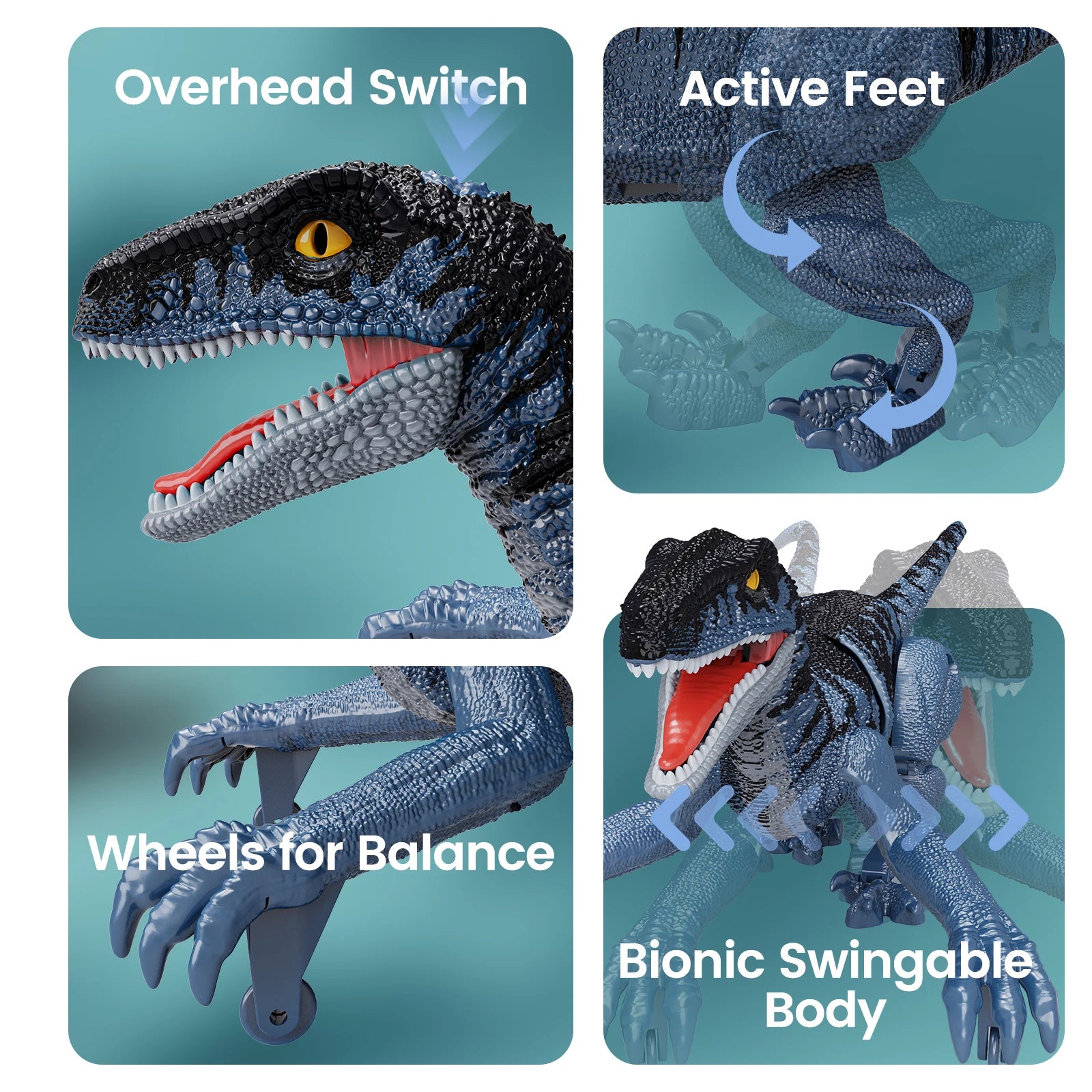 Remote Control Dinosaur Toys for Kids, 2.4Ghz Robot Walking Dinosaur Toys, Simulation Velociraptor, Gifts for Boys 3-5