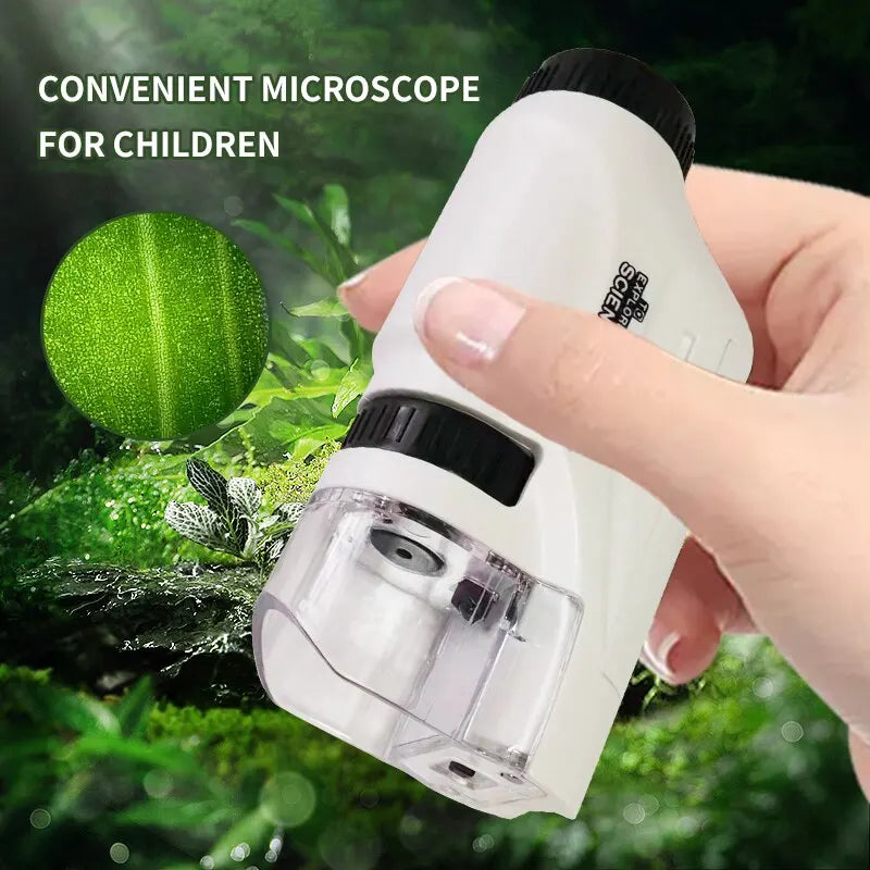 Mini Pocket Microscope Kit 60 To120X Portable Laboratory Microscope with LED Light for Kids Science Experiment Utensils