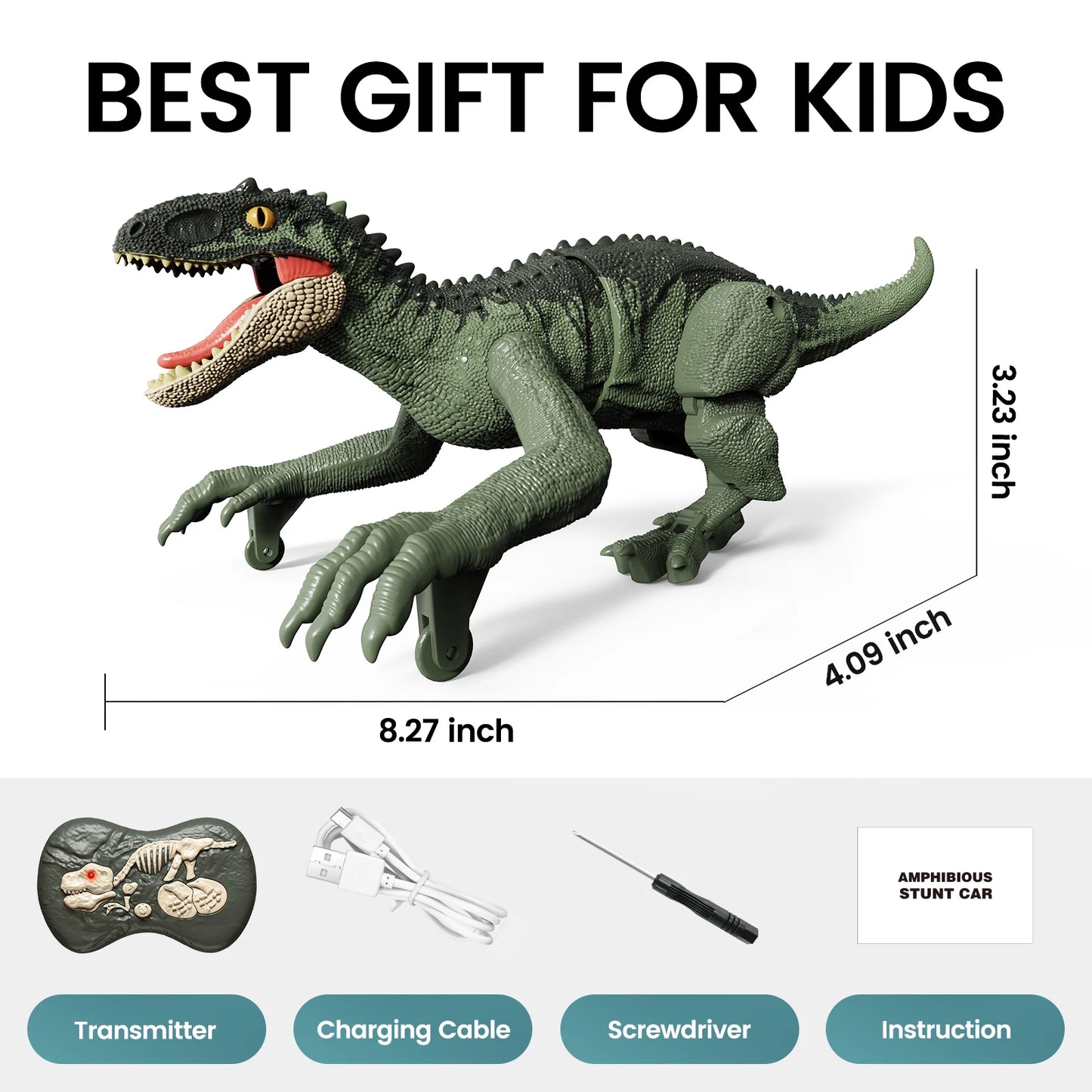 Remote Control Dinosaur Toys for Kids, 2.4Ghz Robot Walking Dinosaur Toys, Simulation Velociraptor, Gifts for Boys 3-5