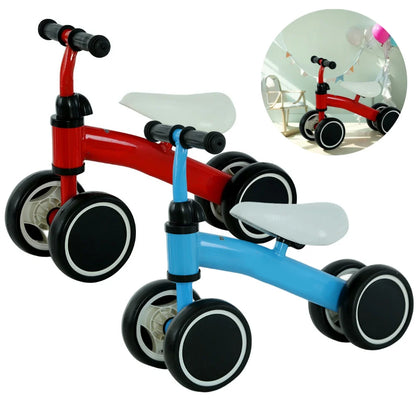 Baby Balance Bike Baby Walker Ergonomic Seat Toddler Bicycle Toy 4 Wheels Baby Learning Walker for First Birthday Gift