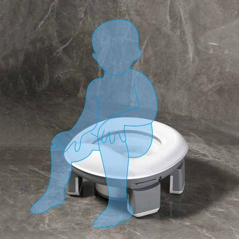 3 in 1 Travel Toilet Seat Foldable Blue Children Potty with Bags Baby Pot Portable Silicone Baby Potty Training Seat