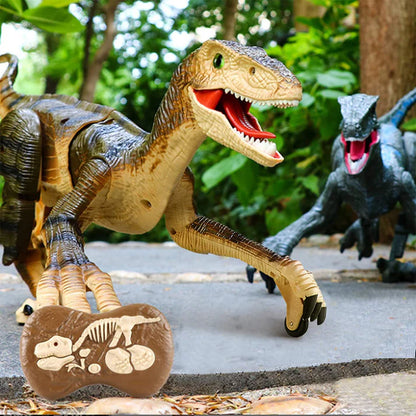 Juguetes de dinosaurios a control remoto para niños, juguetes de dinosaurios que caminan con robots de 2,4 GHz, simulación de velociraptor, regalos para niños de 3 a 5 años 