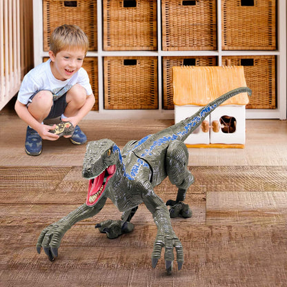 Juguetes de dinosaurios a control remoto para niños, juguetes de dinosaurios que caminan con robots de 2,4 GHz, simulación de velociraptor, regalos para niños de 3 a 5 años 