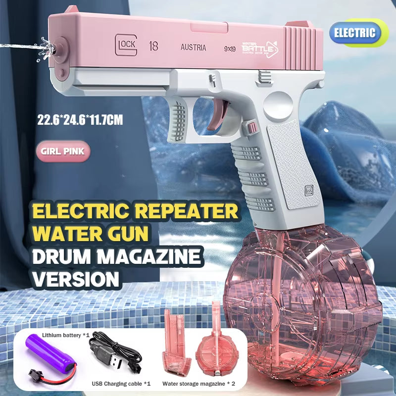 Electric Water Gun Toy Glock Pistol Shooting Playing Water Beach Toy Summer Adult Kid Child Outdoor Pool Spray Watergun Boy Girl